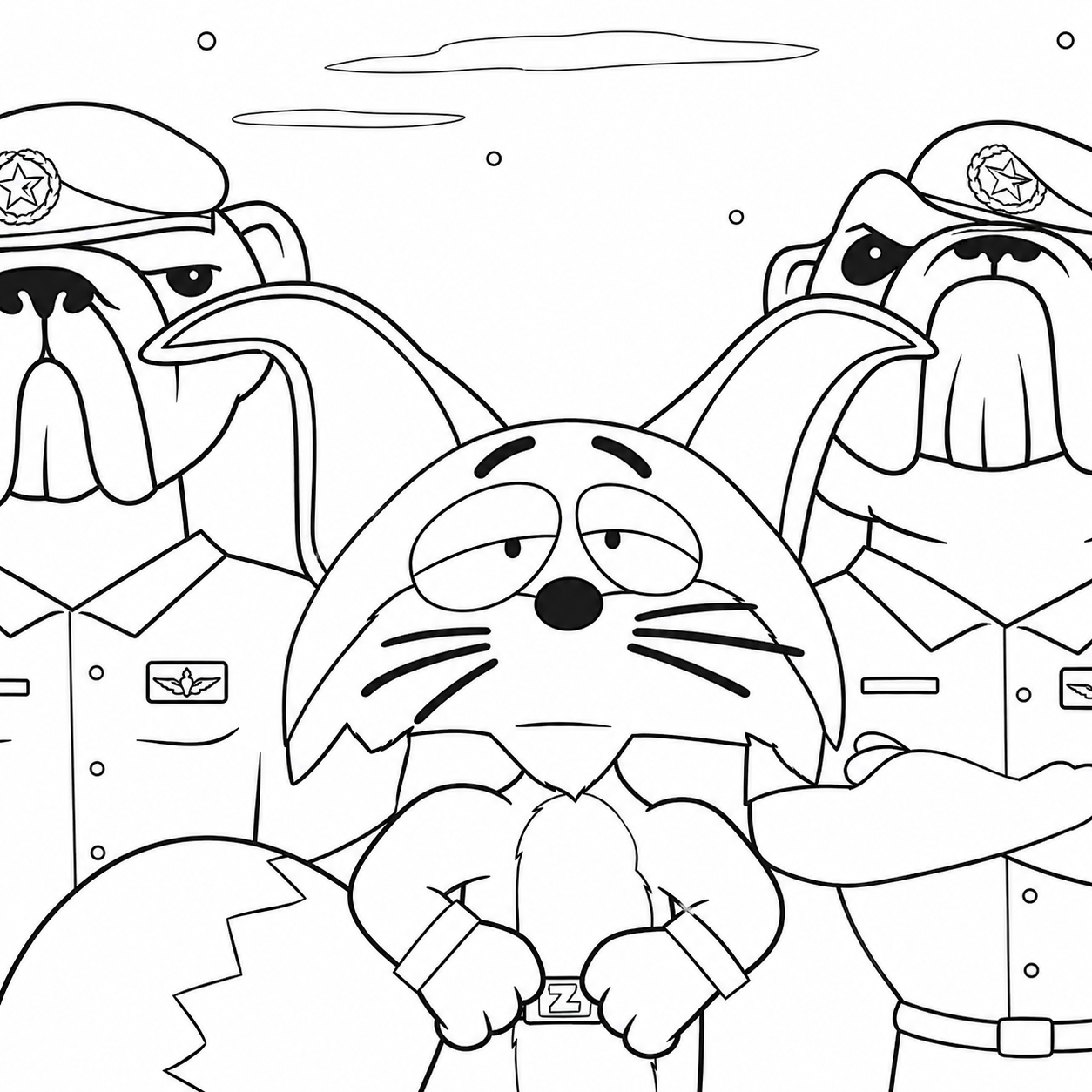 Security in rural areas line illustration