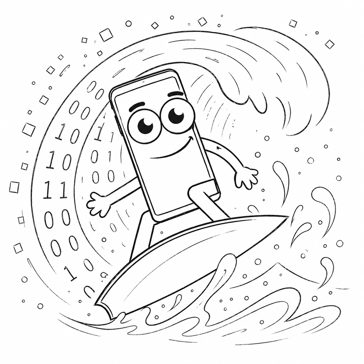Safe Surfing line illustration
